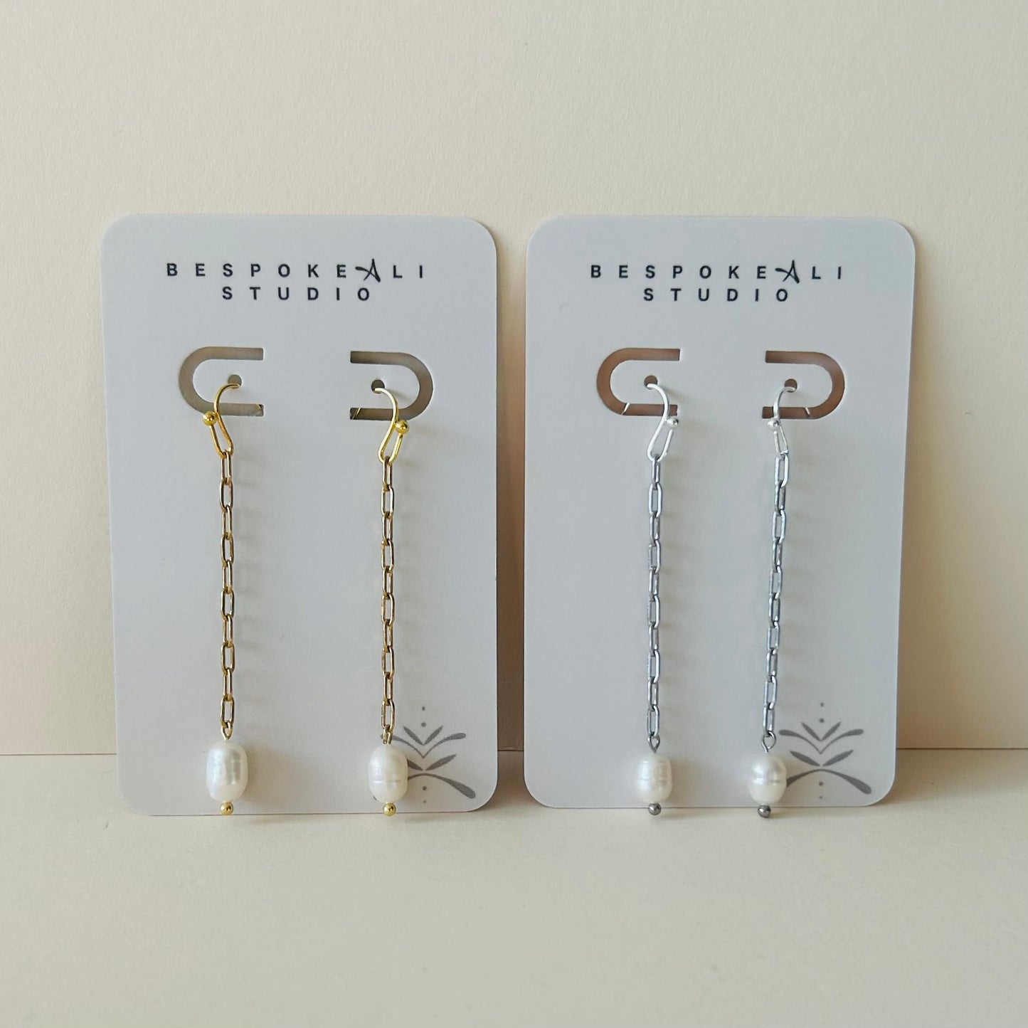 Chain + Pearl Earrings
