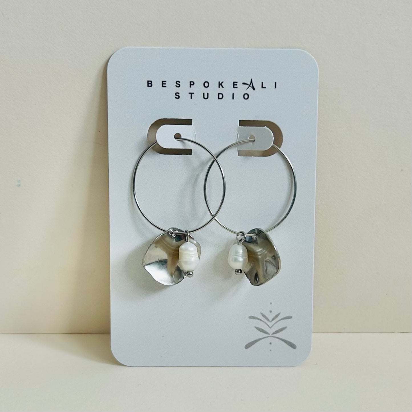 Disc + Pearl Hoop Earrings | Small