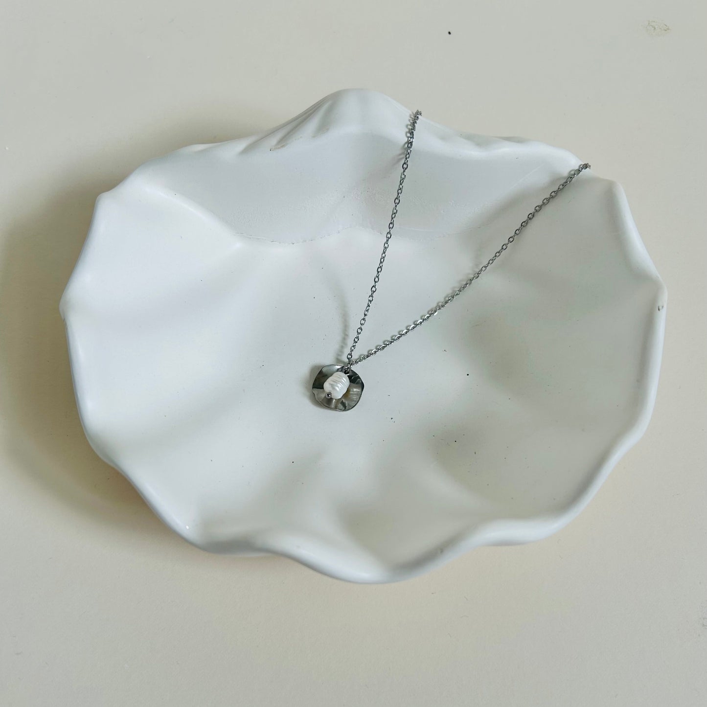 Delicate Pearl & Disc Necklace