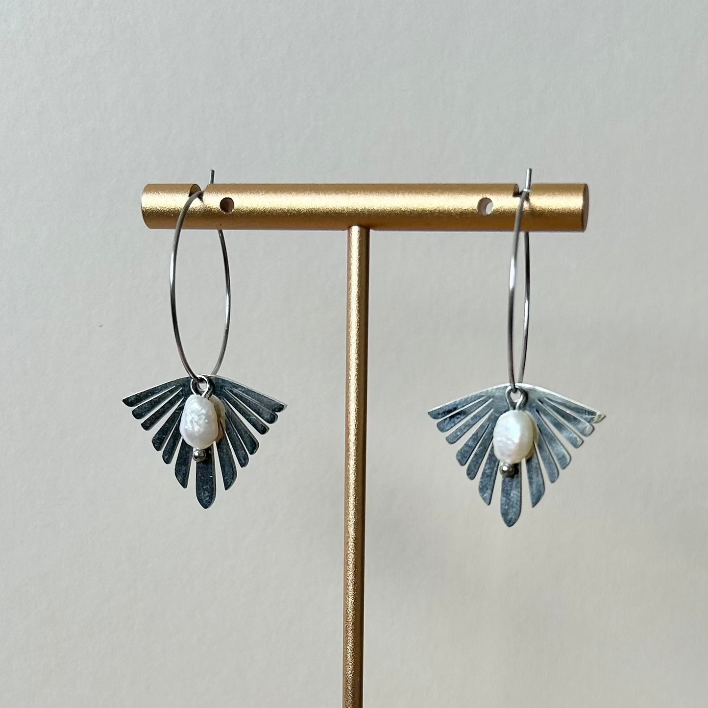 Art Deco Gemstone Hoop Earrings | Small