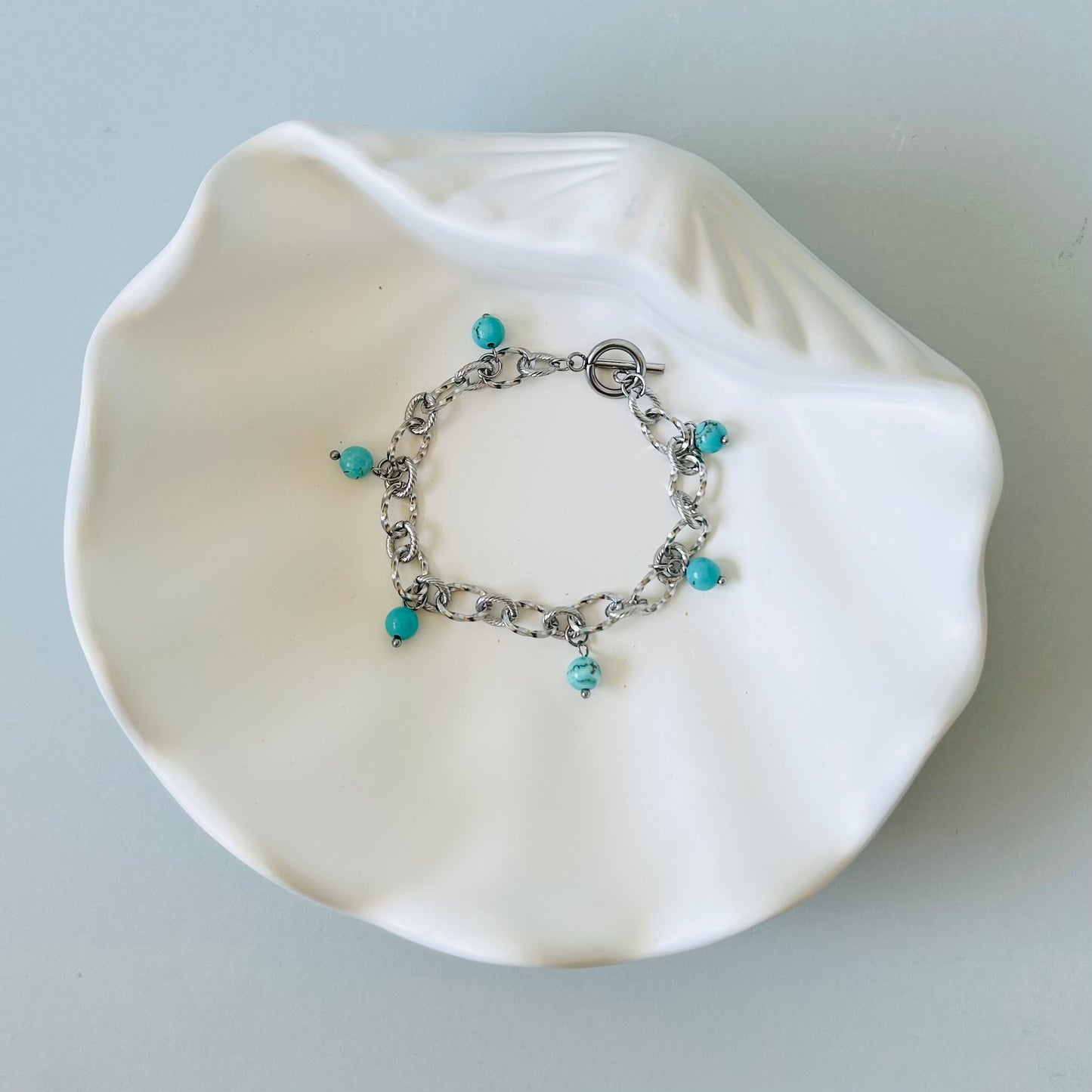Chunky Turquoise Charm Bracelet