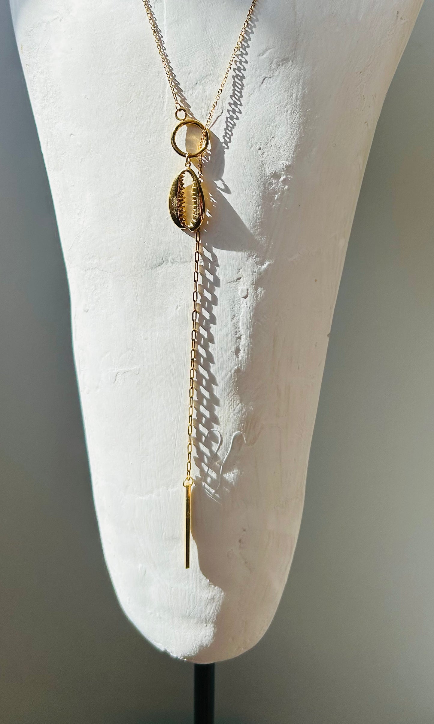 Cowrie Shell Lariat Necklace