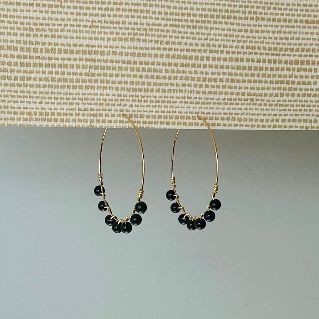 Gemstone Beach Earrings | Onyx Large