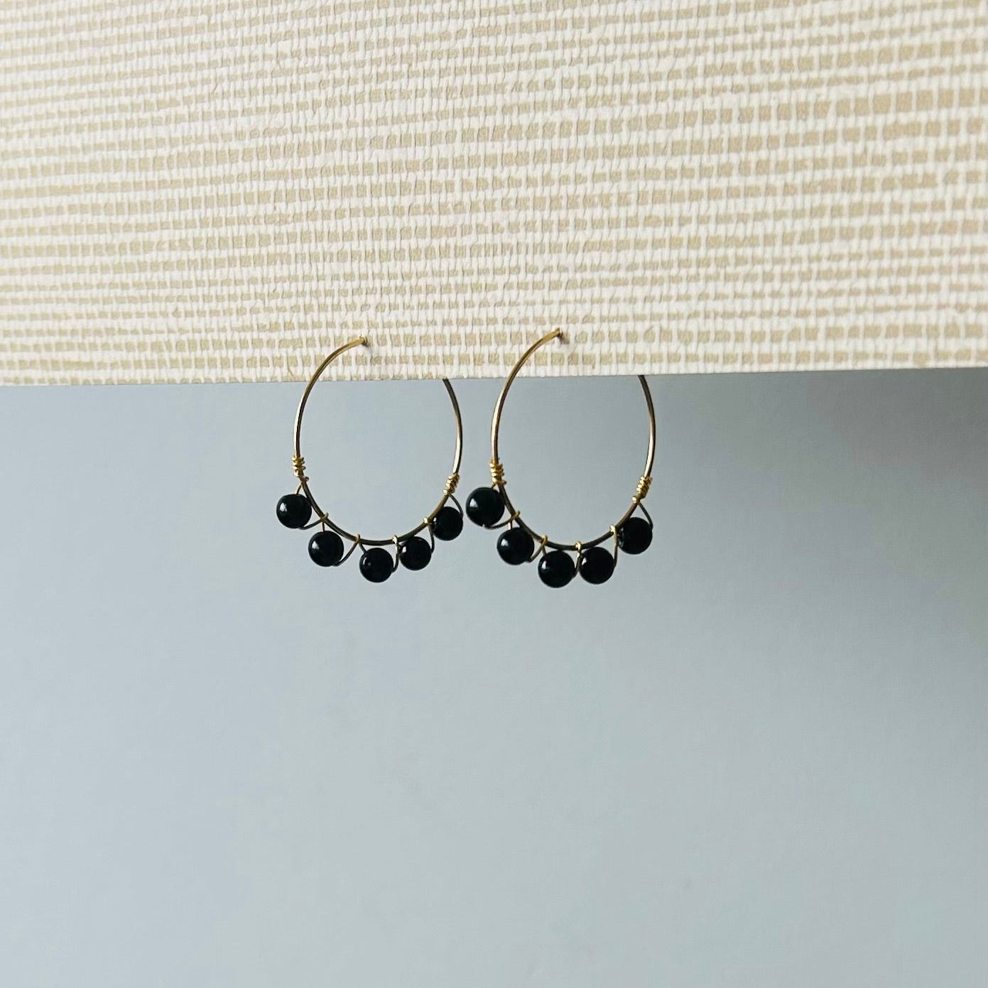 Gemstone Beach Earrings | Black Onyx