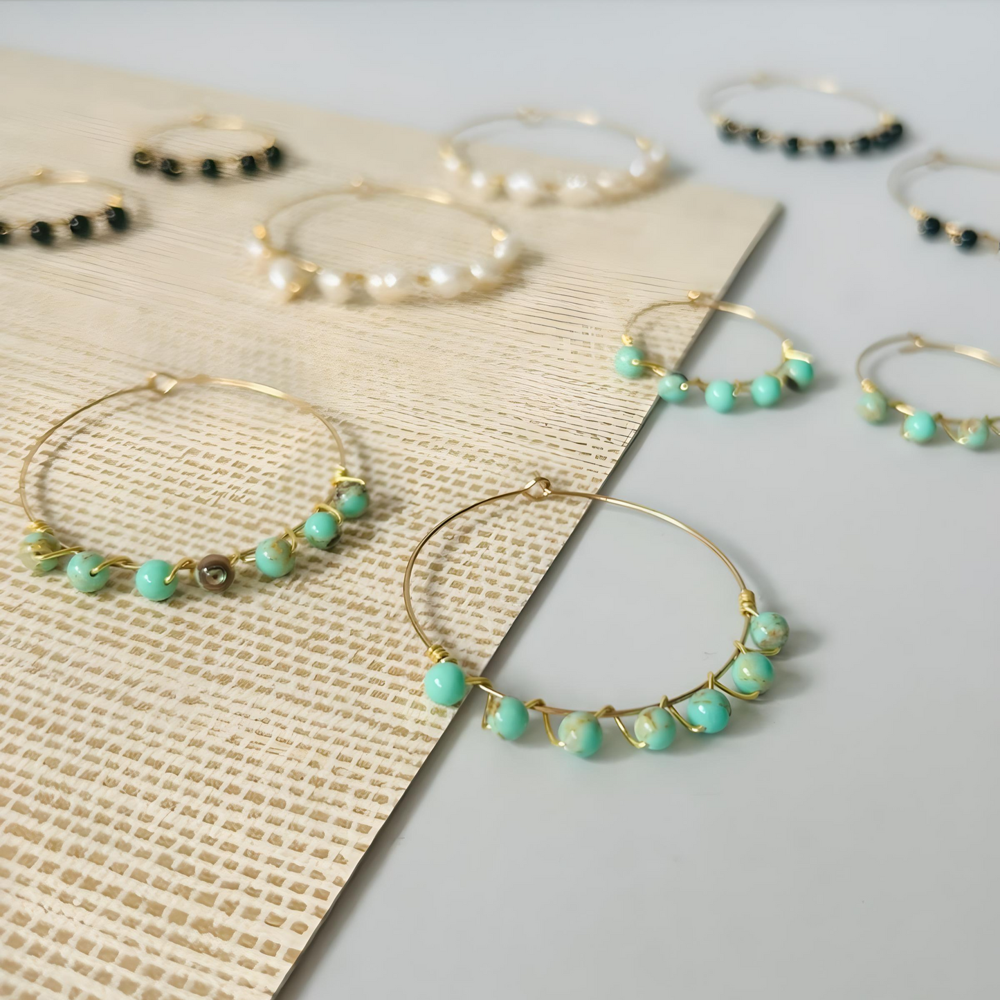 Gemstone Handmade Wire Wrap Earrings