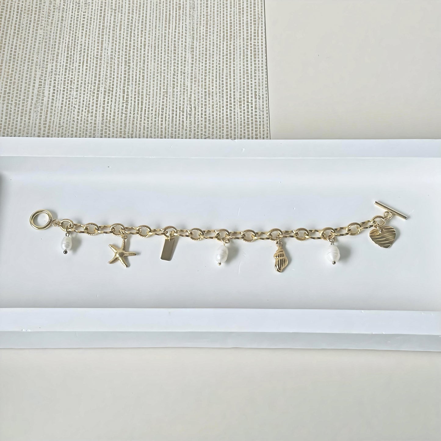 Beach Shell & Pearl Charm Bracelet