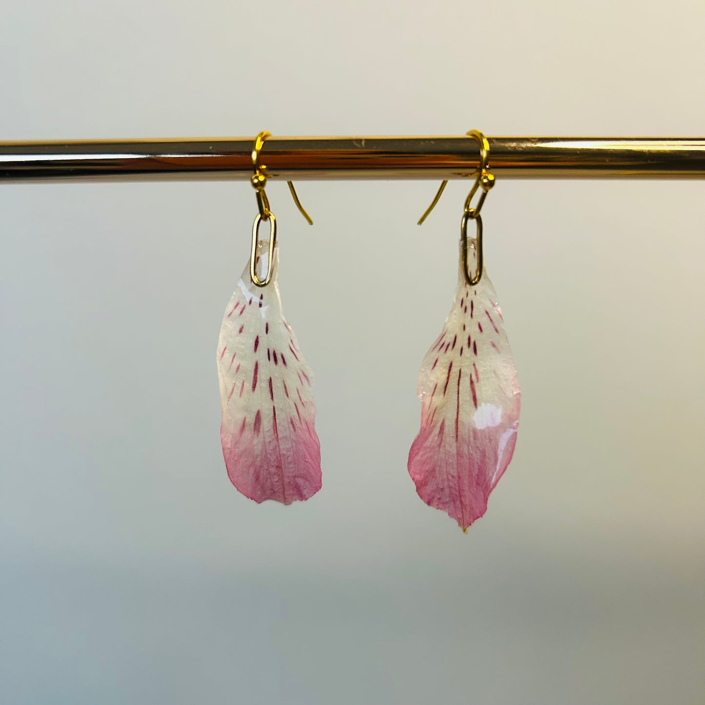 Pink Real Flower Petal Earring