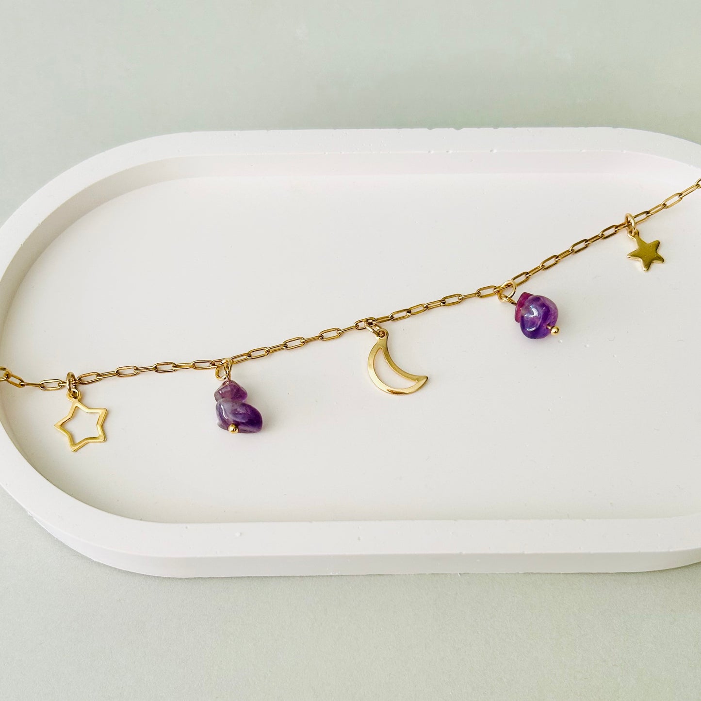 Gemstone Charm Gold Bracelet