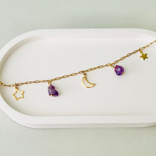 Gemstone Charm Gold Bracelet