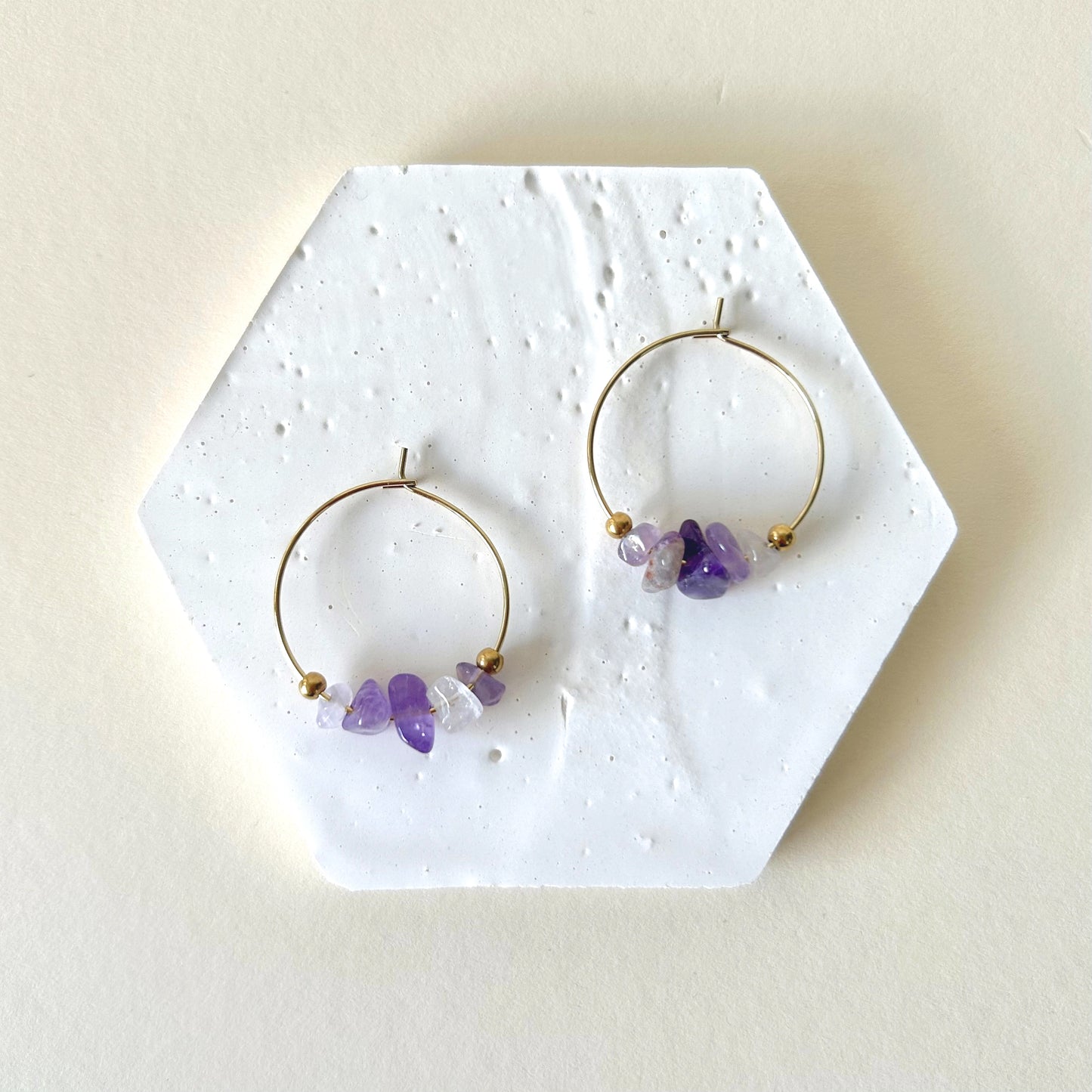 Gemstone Chip Hoop Earrings | Small