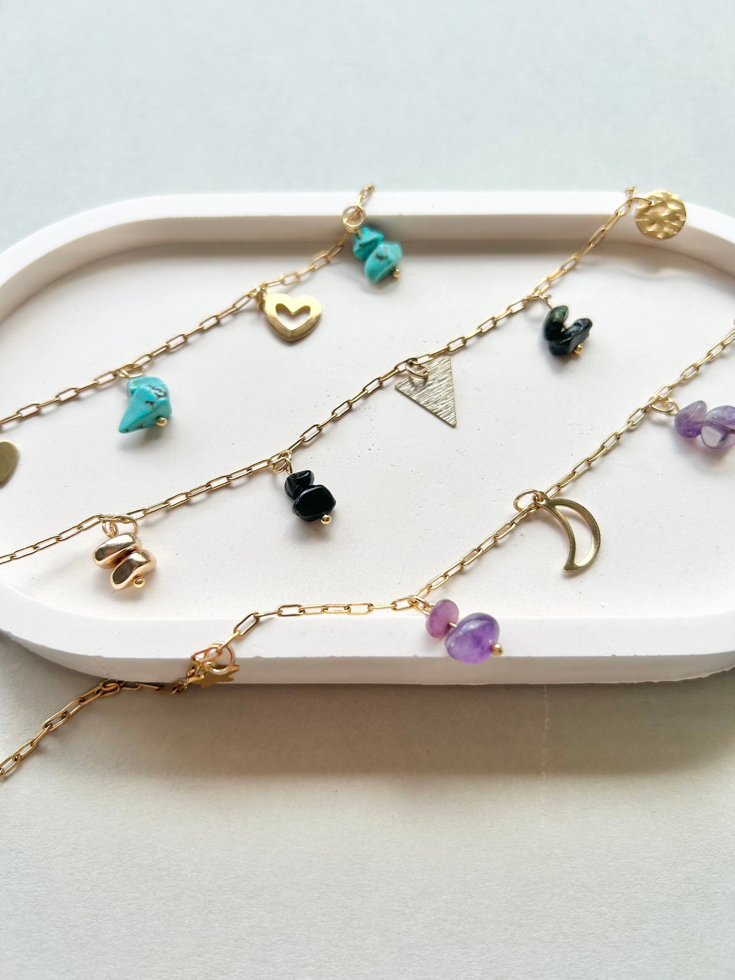 Gemstone Charm Gold Bracelet