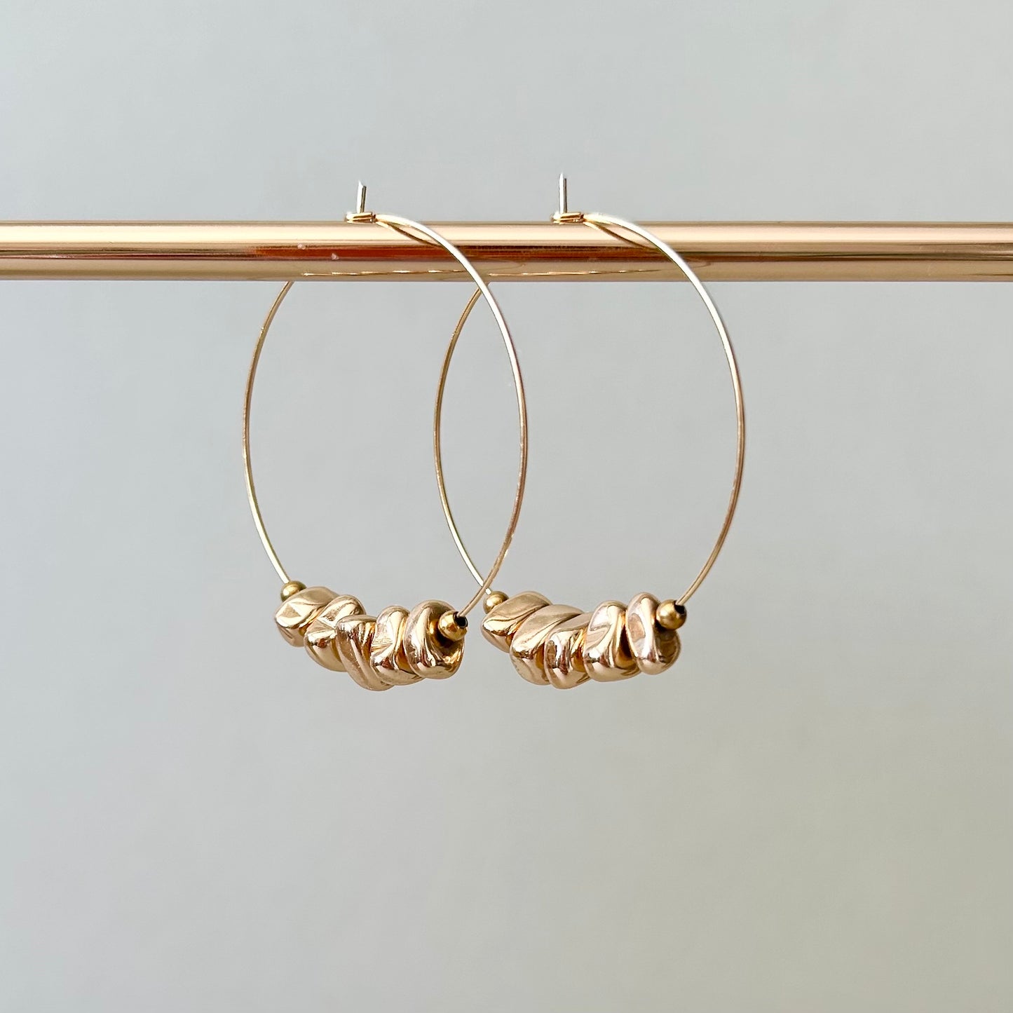 Gemstone Chip Hoop Earrings | Large