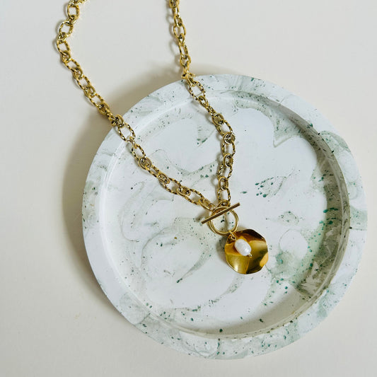 Chunky Pearl & Disc Necklace | Large