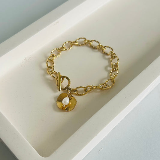 Chunky Pearl & Disc Bracelet