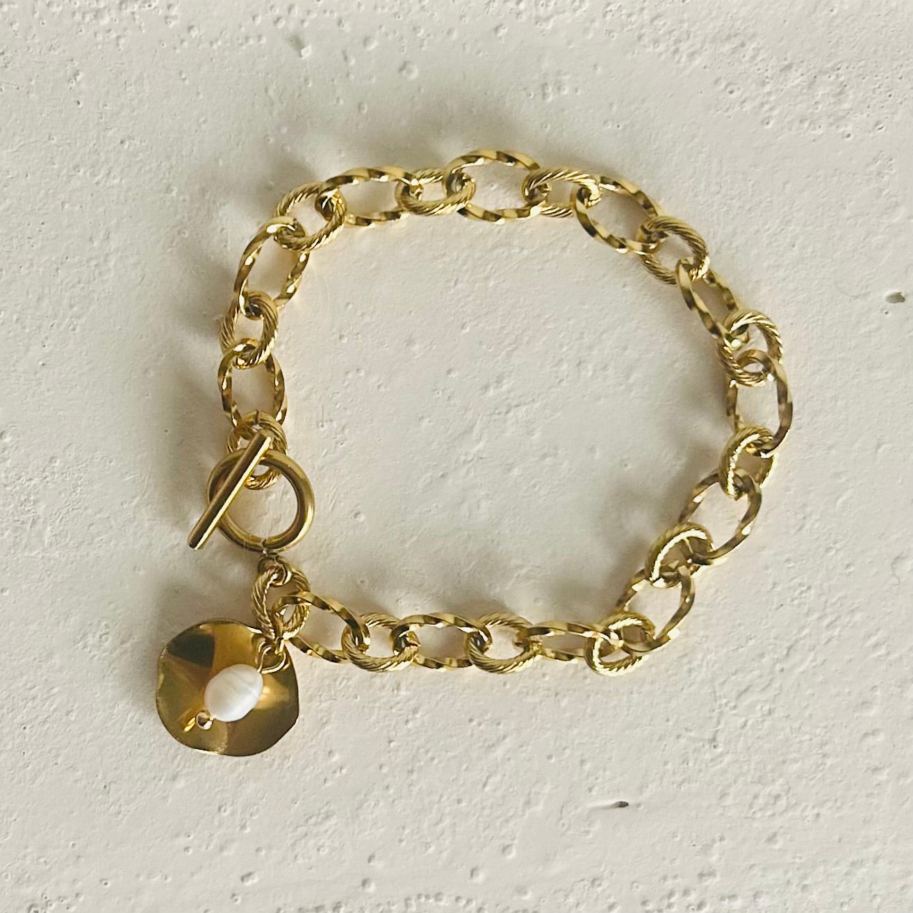 Chunky Pearl & Disc Bracelet