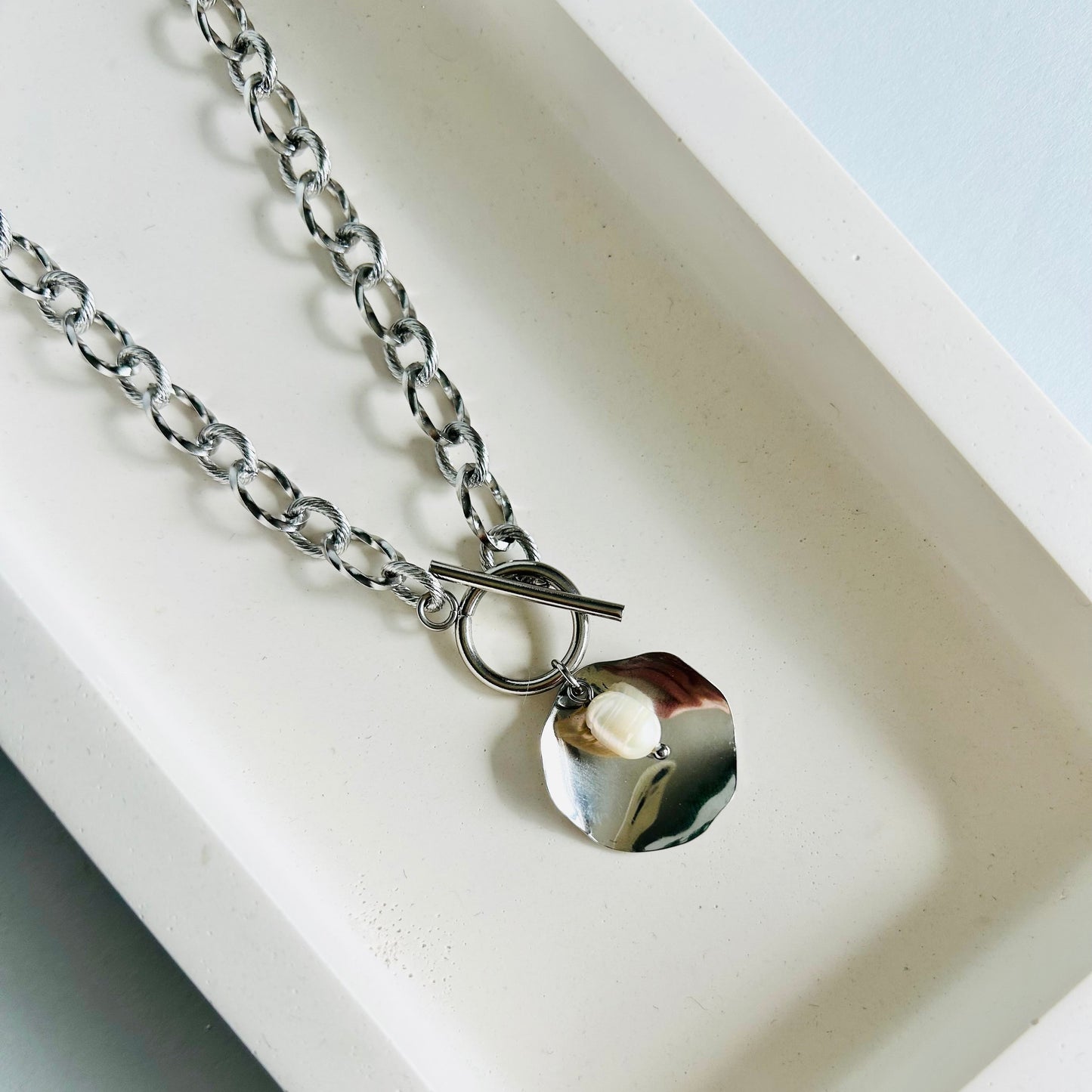 Chunky Pearl & Disc Necklace | Large