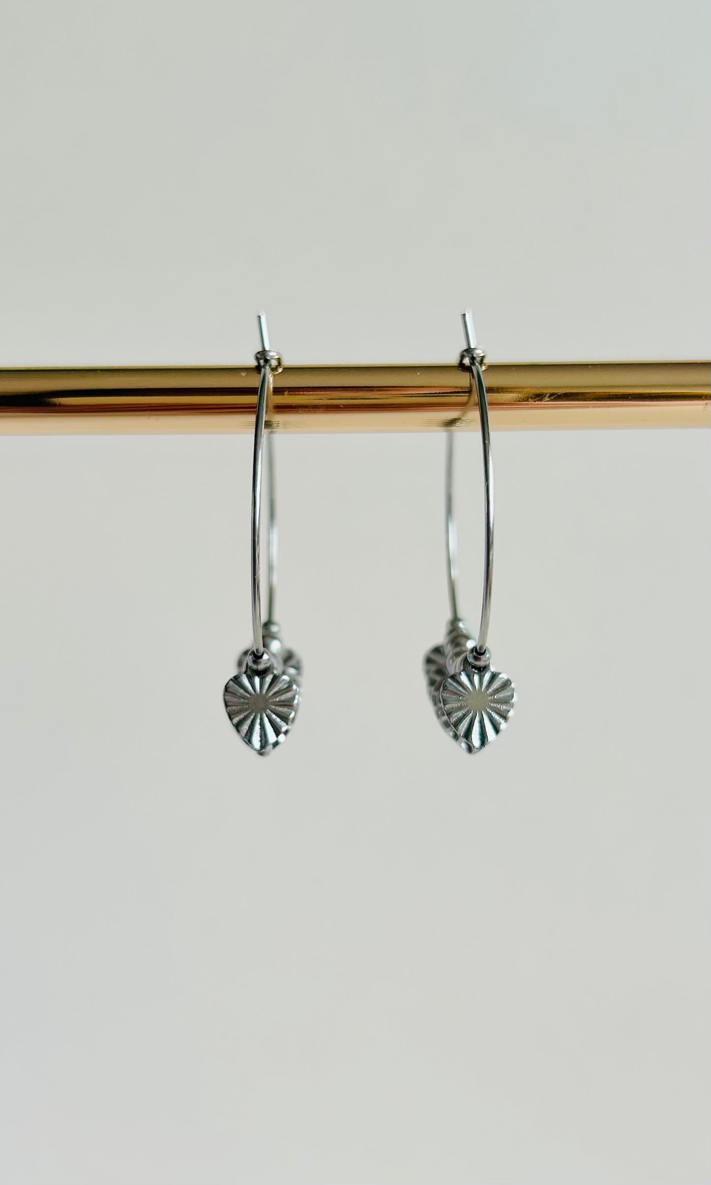 Heart Charm Hoop Earrings