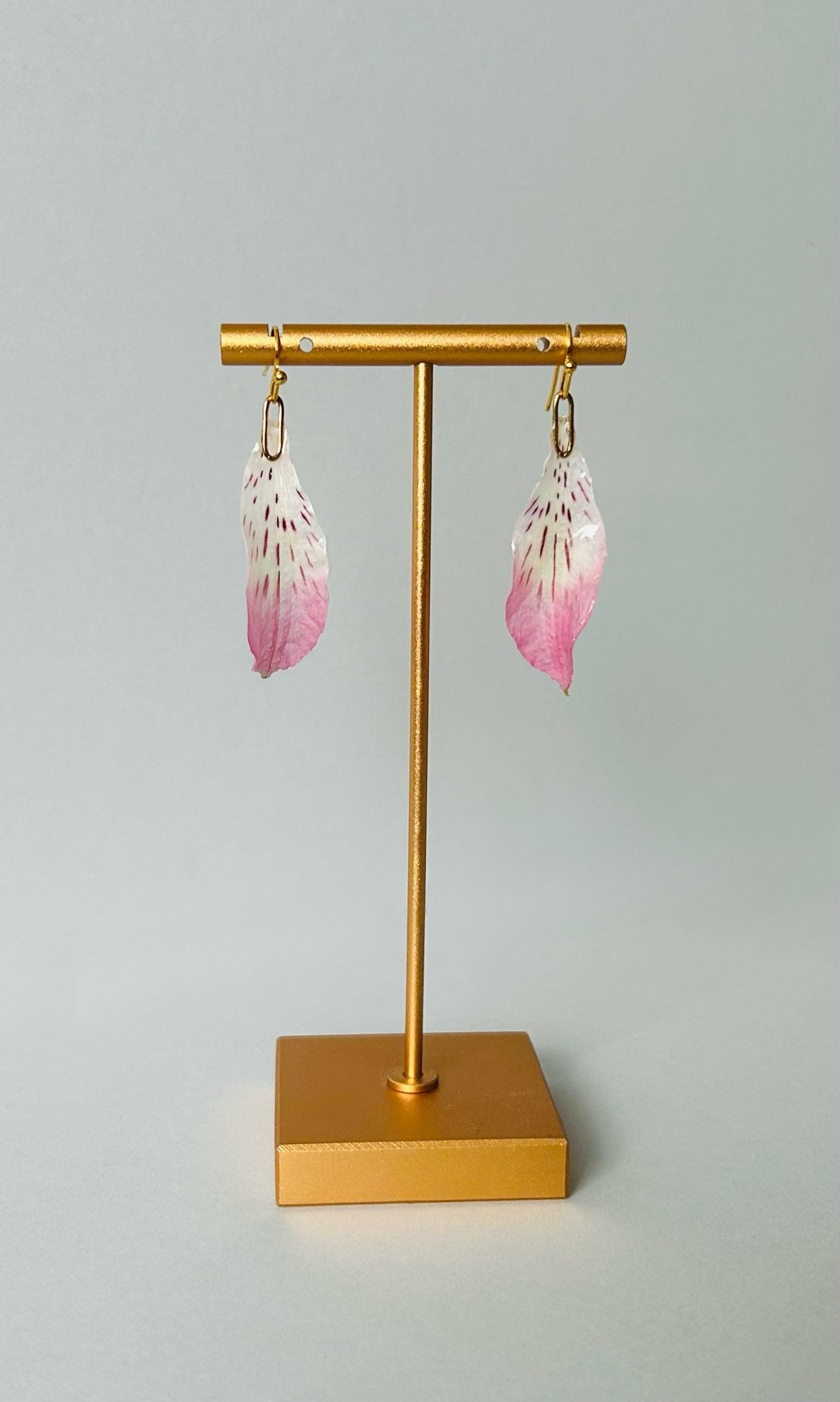 Real Flower Petal Earrings on Stand