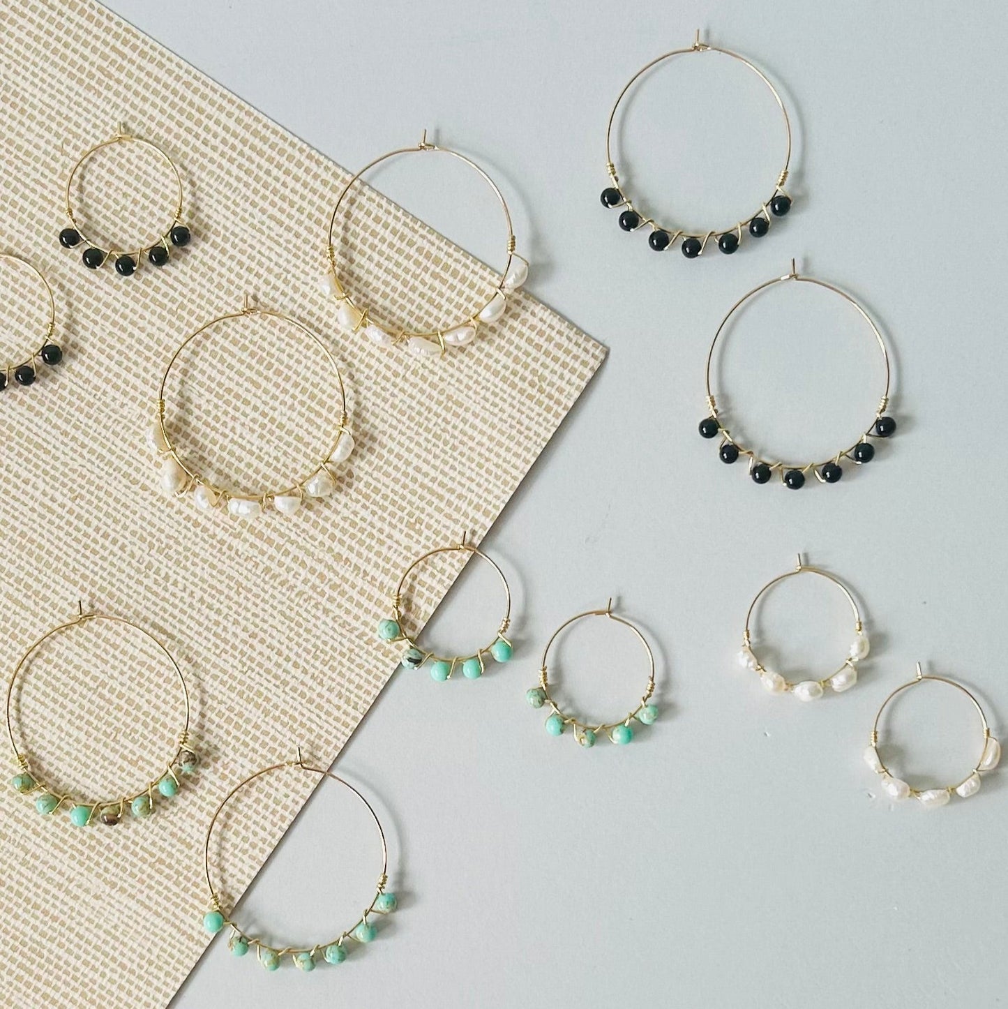Gemstone Beach Earrings | Pearl Large