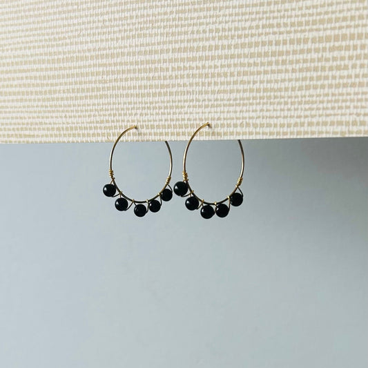 Gemstone Beach Earrings | Black Onyx