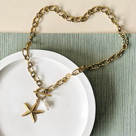 Starfish & Pearl Chunky Necklace