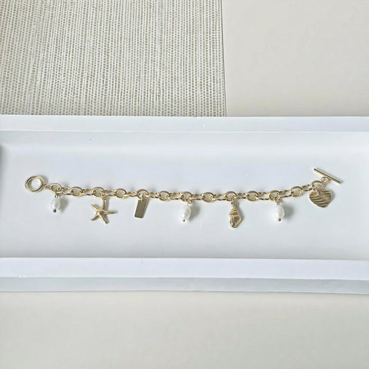 Beach Shell & Pearl Charm Bracelet