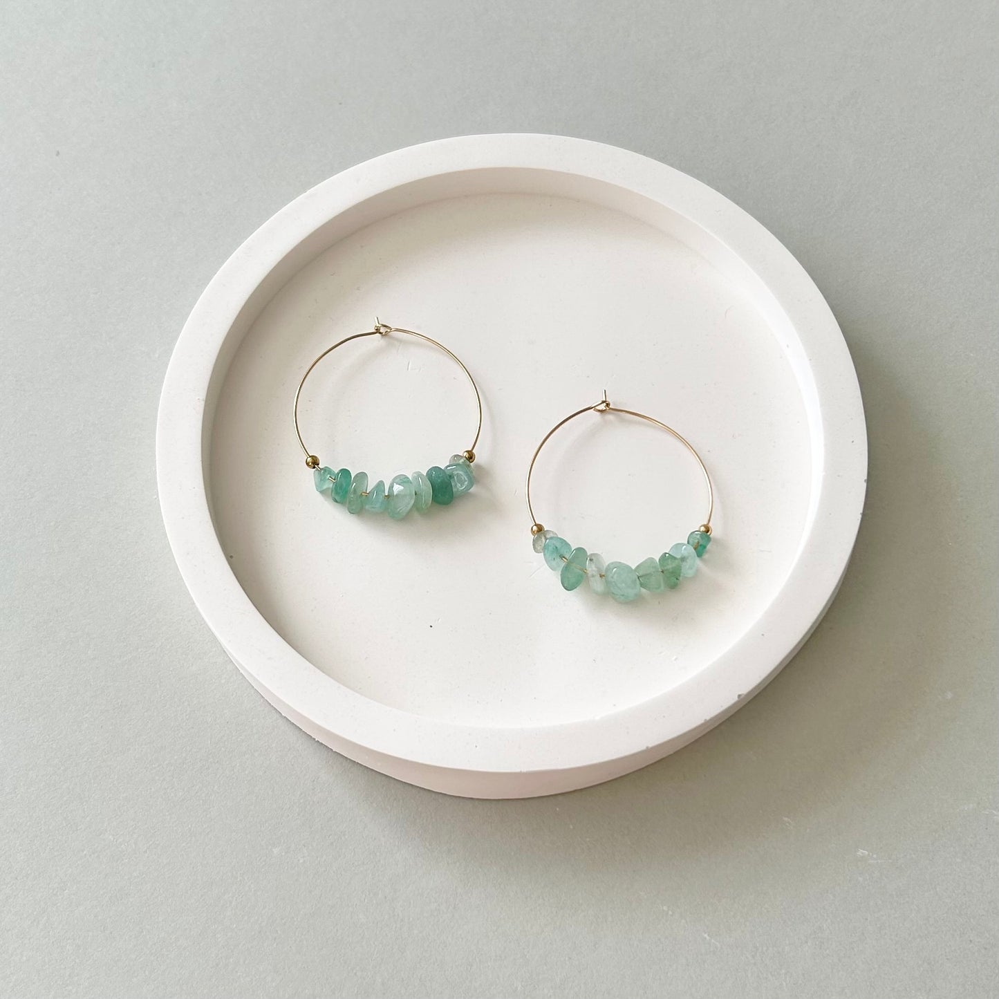 Gemstone Chip Hoop Earrings | Large