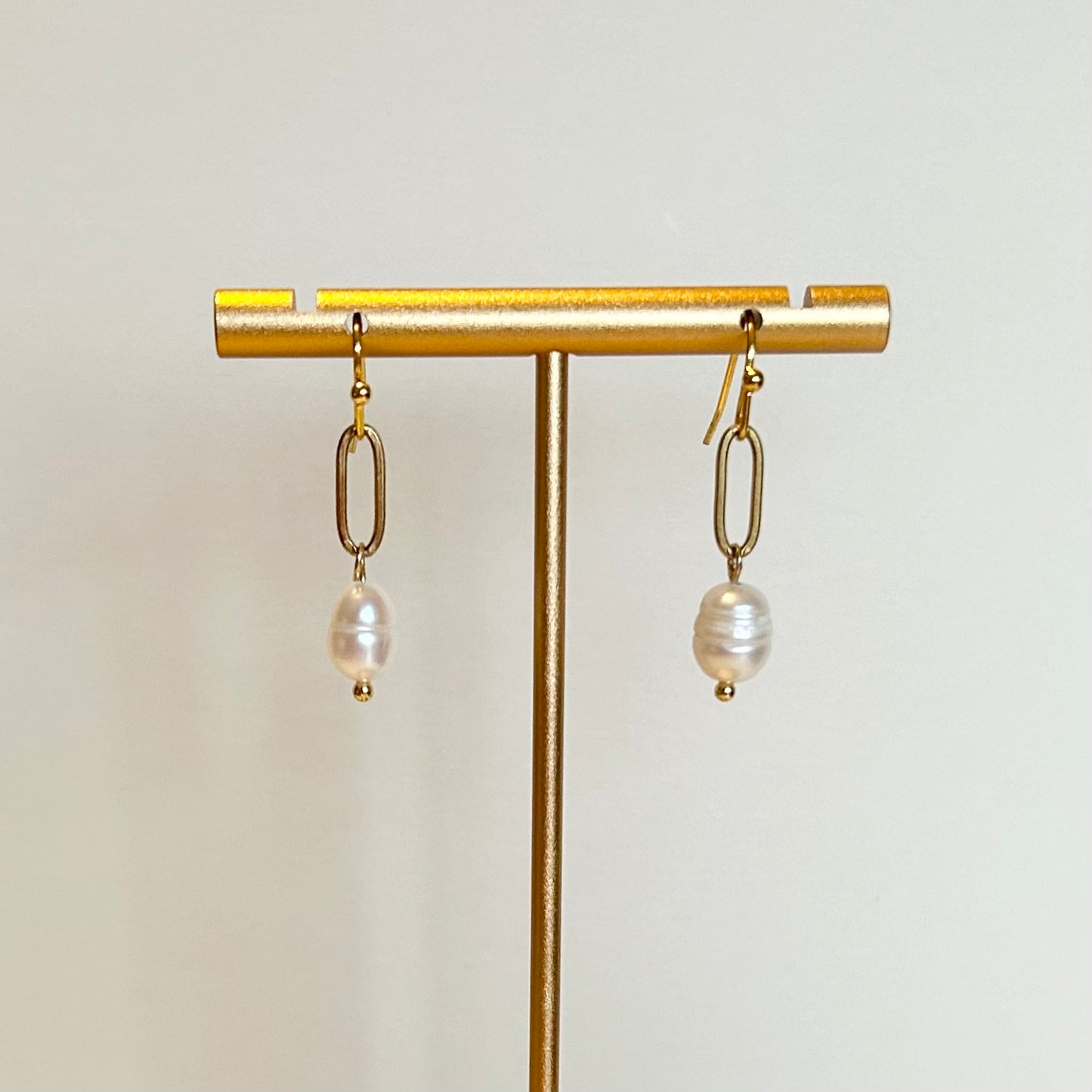 Pearl & Link Drop Earrings