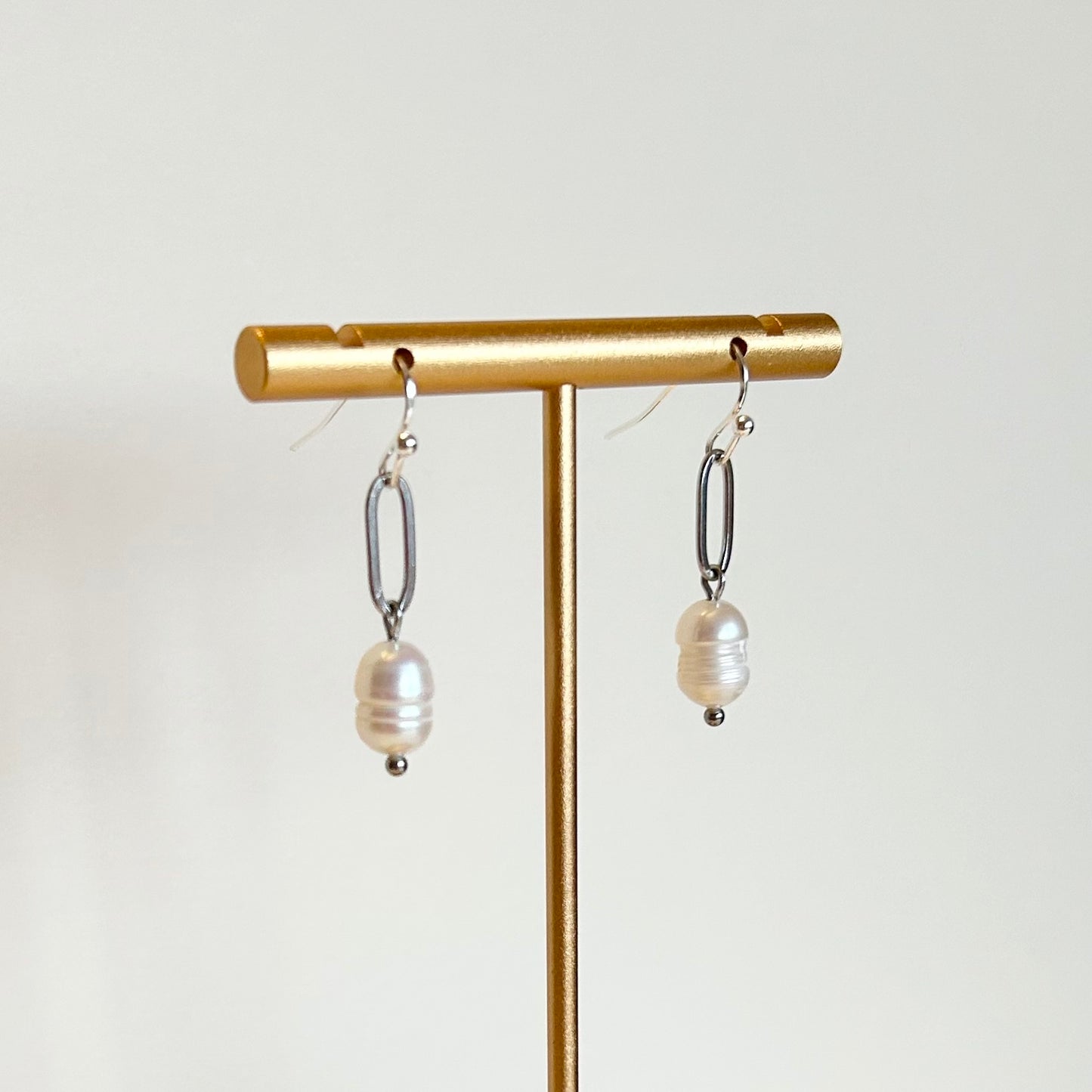 Pearl & Link Drop Earrings